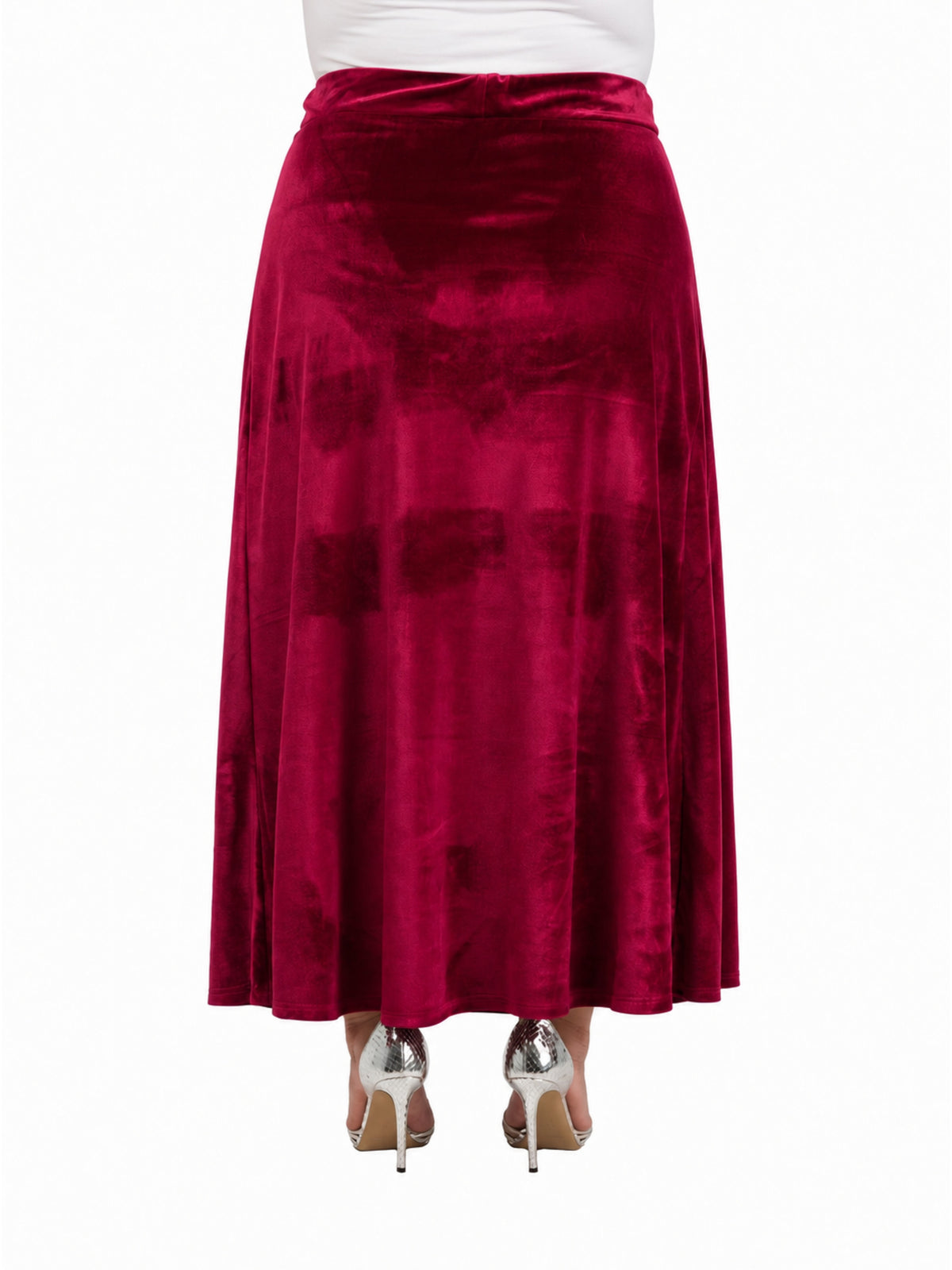 24seven Comfort Elevate Curvy Velvet Elastic Waist Soft Stretch Maxi Skirt