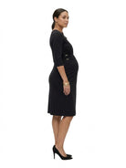 24seven Comfort Elevate Maternity V-Neck with Three-Quarter Sleeves and Knee Length Wrap Dress