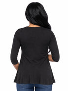 24seven Comfort Basic Maternity Three Quarter Sleeve V Neck Swing Tunic Top