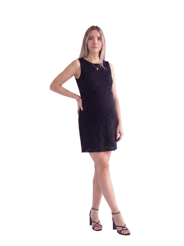 24seven Comfort Elevate Maternity Lace Sleeveless Boat Neck Mini Shift Dress