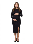 24seven Comfort Essential Maternity Long Sleeve with Side Slit Dress