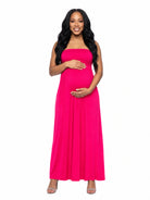 24seven Comfort Essential Maternity Strapless Empire Waist Ruched Detail Pleated Maxi Dress