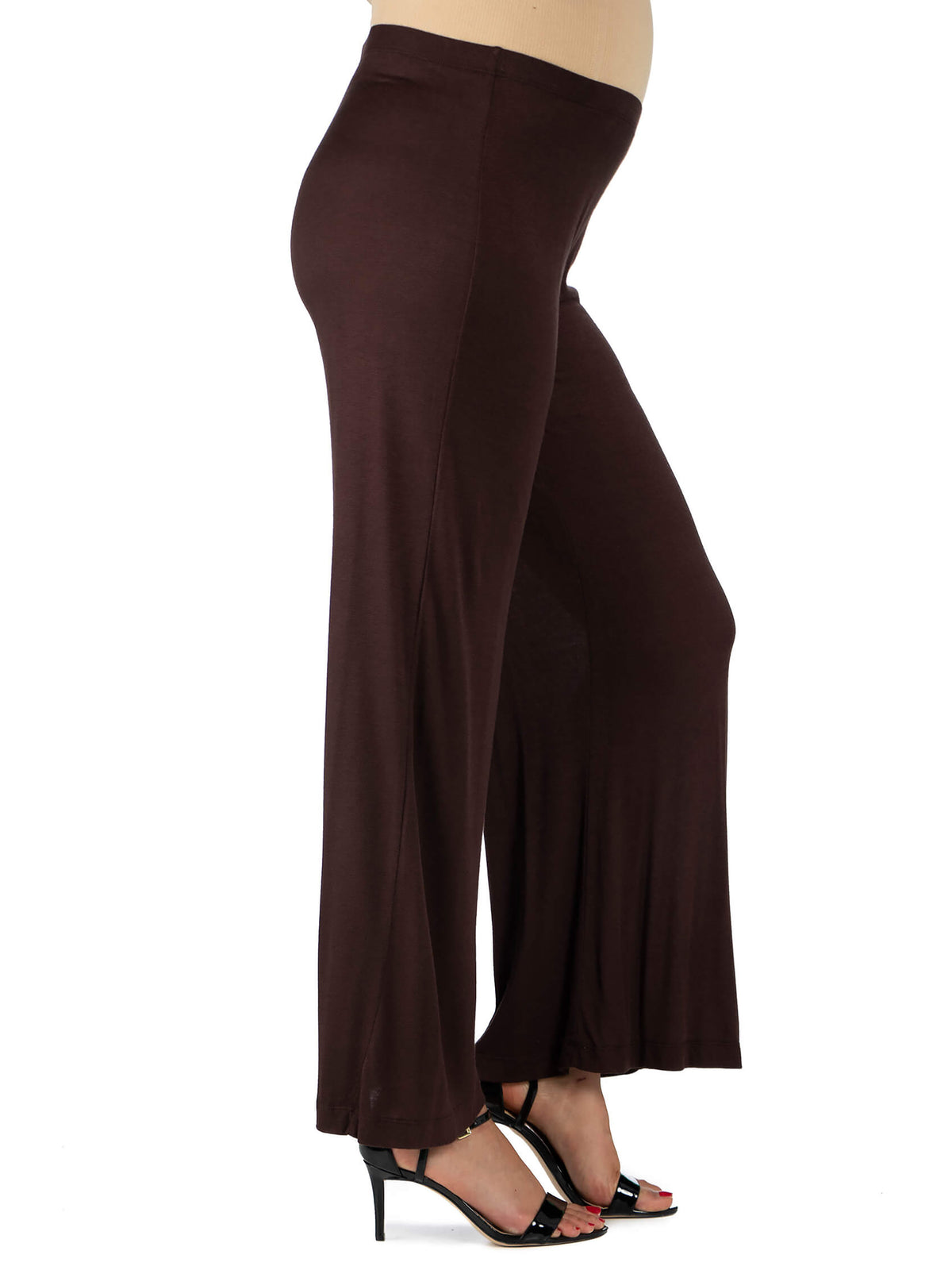 24seven Comfort Basic Maternity Elastic Waist Flared Leg Loose Fit Palazzo Pants