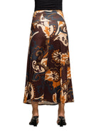 24seven Comfort Essential Maternity Brown Paisley Print Elastic Waist Maxi Skirt