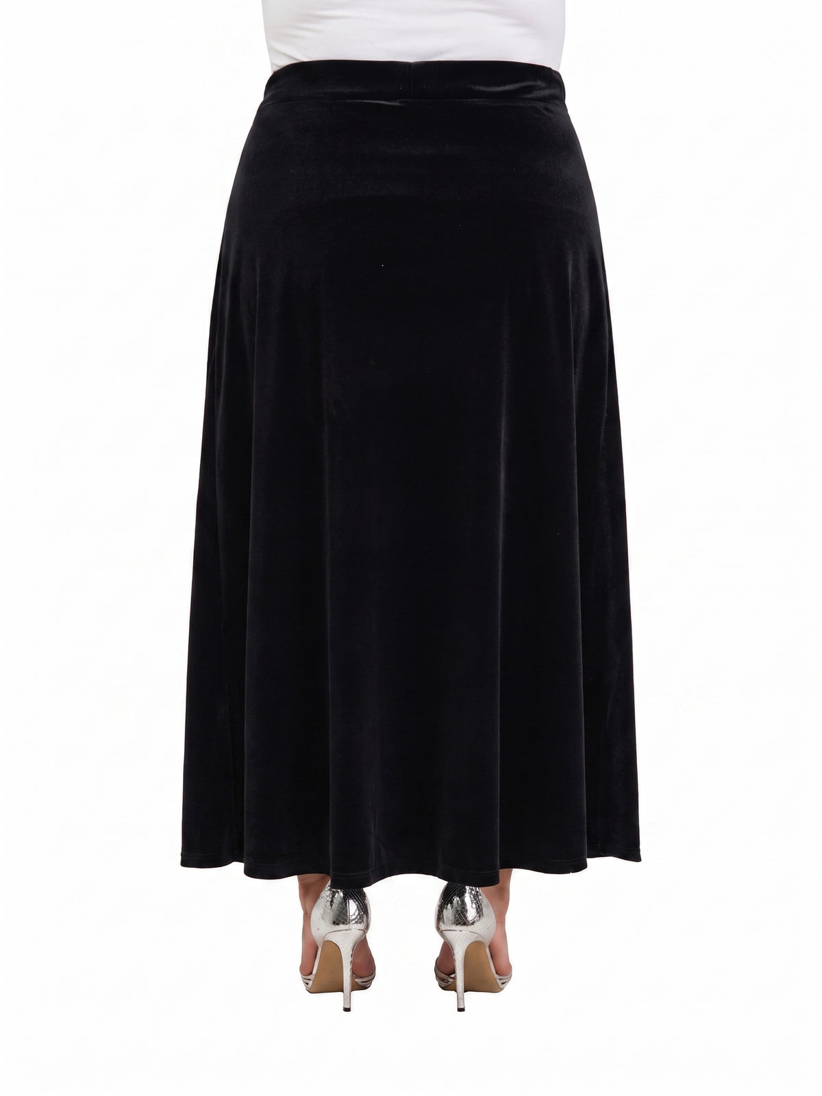 24seven Comfort Elevate Curvy Velvet Elastic Waist Soft Stretch Maxi Skirt