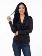 24seven Comfort Elevate Womens Cowl Neck Long Sleeve Top
