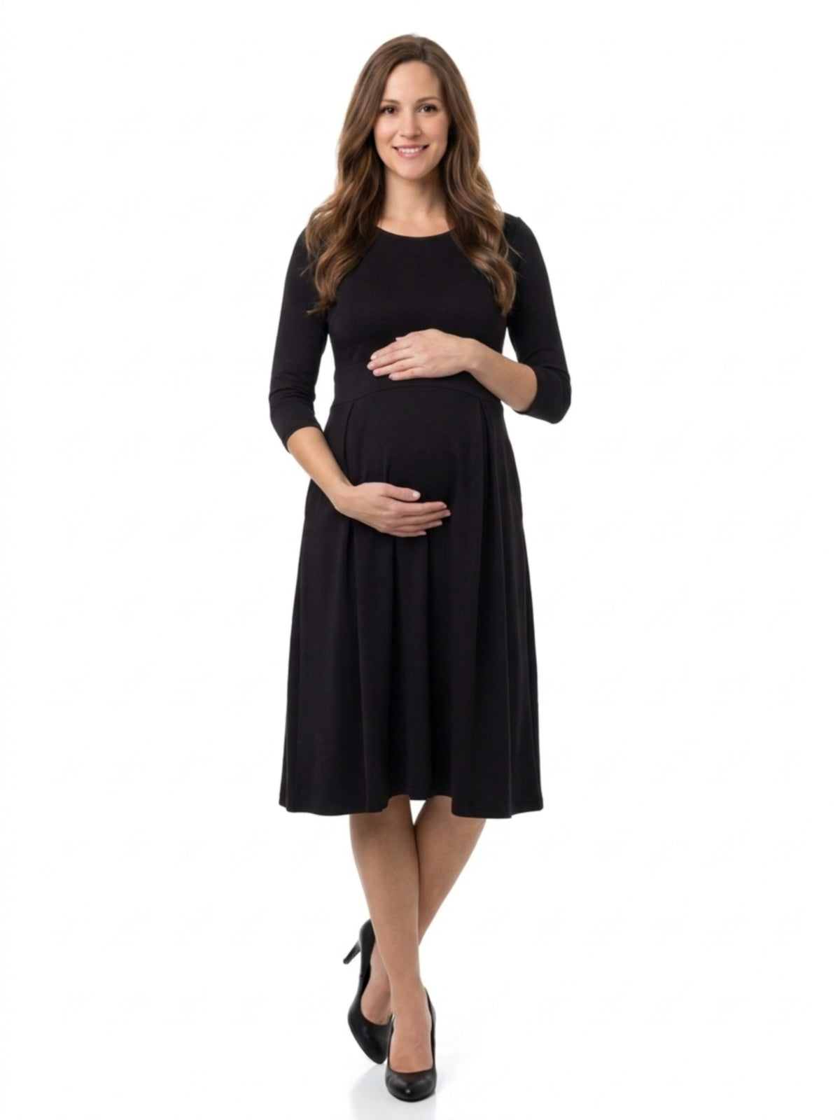 24seven Comfort Essential Maternity Elegant Three-Quarter Sleeve Dress