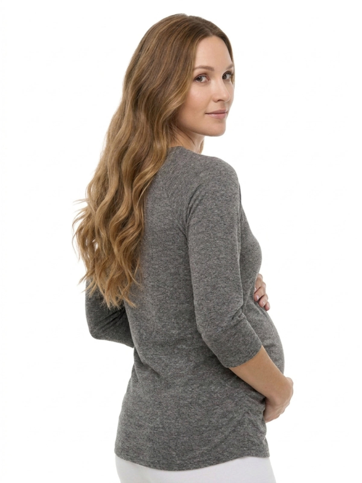 24seven Comfort Basic Maternity Soft Stretch with Three-Quarter Sleeves Top