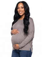 24seven Comfort Basic Maternity Wide Boat Neck Long Sleeve Dolman Style Top