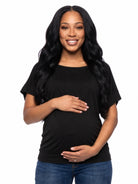 24seven Comfort Basic Maternity Wide Boat Neck Loose Fit Dolman Sleeve Top