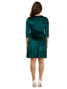 24seven Comfort Elevate Womens Velvet Wrap V-Neck Three-Quarter Sleeve Dress