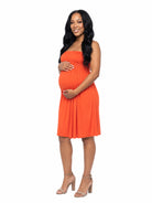 24seven Comfort Essential Maternity Strapless Pleated Empire Waist Knee Length Flared Mini Dress