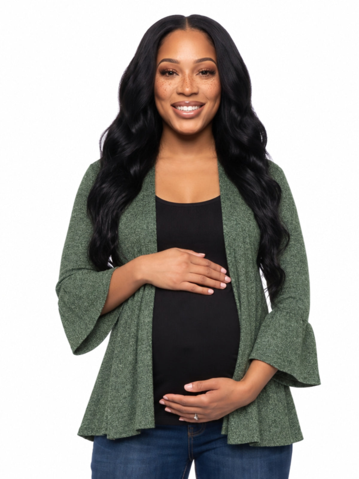 24seven Comfort Essential Maternity Scoop Neckline Bell Sleeve Cardigan Jacket