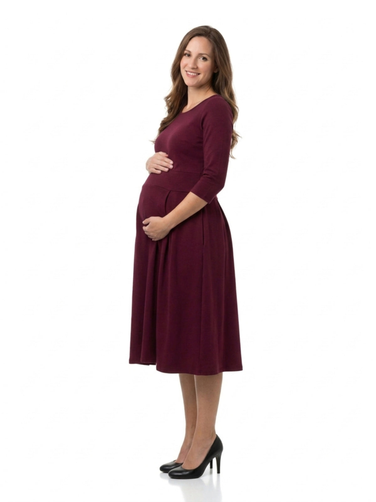 24seven Comfort Essential Maternity Elegant Three-Quarter Sleeve Dress