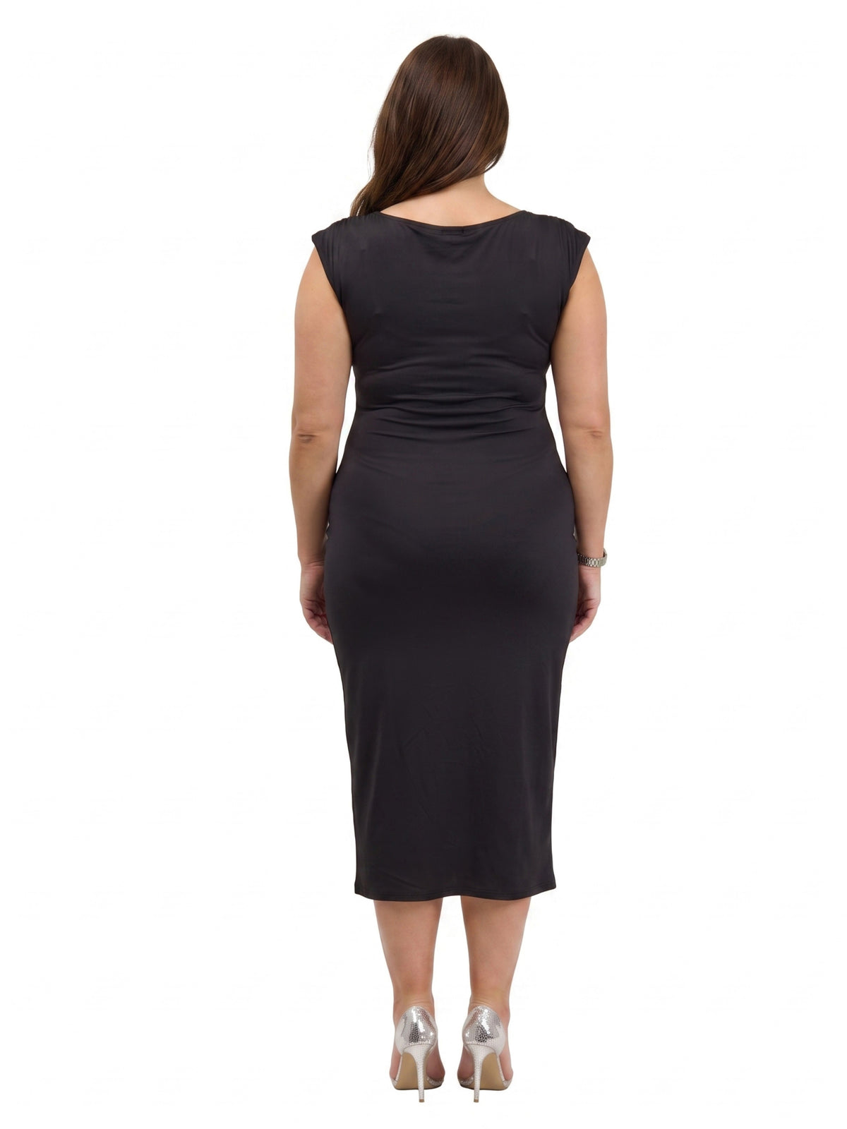 24seven Comfort Elevate Curvy Cap Sleeve Twist Midi Dress
