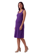 24seven Comfort Essential Maternity Ribbed Knit Sleeveless Scoop Neck Pocket A Line Midi Dress
