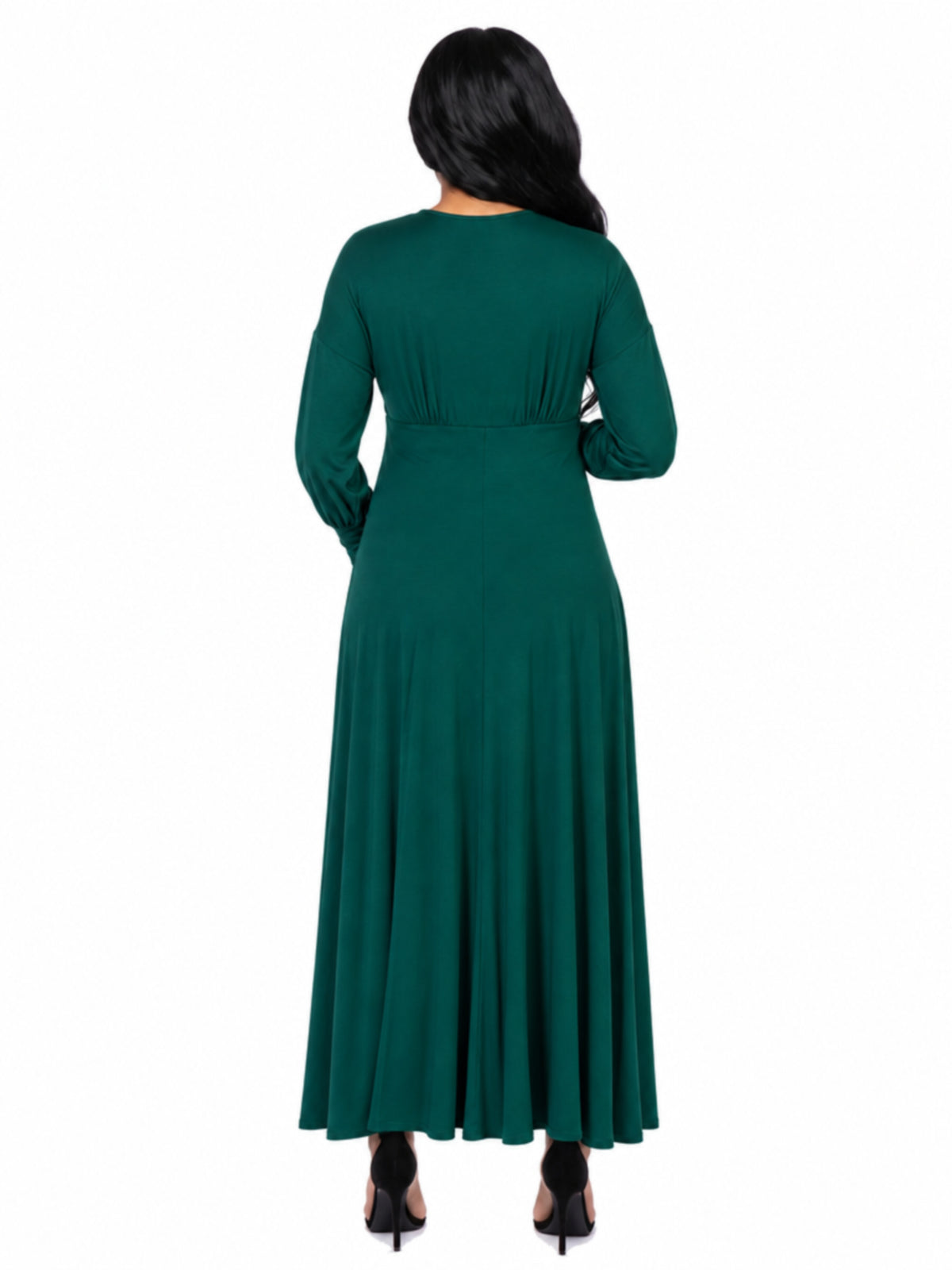 24seven Comfort Elevate Maternity V Neck Empire Waist Long Bishop Sleeve Maxi Dress