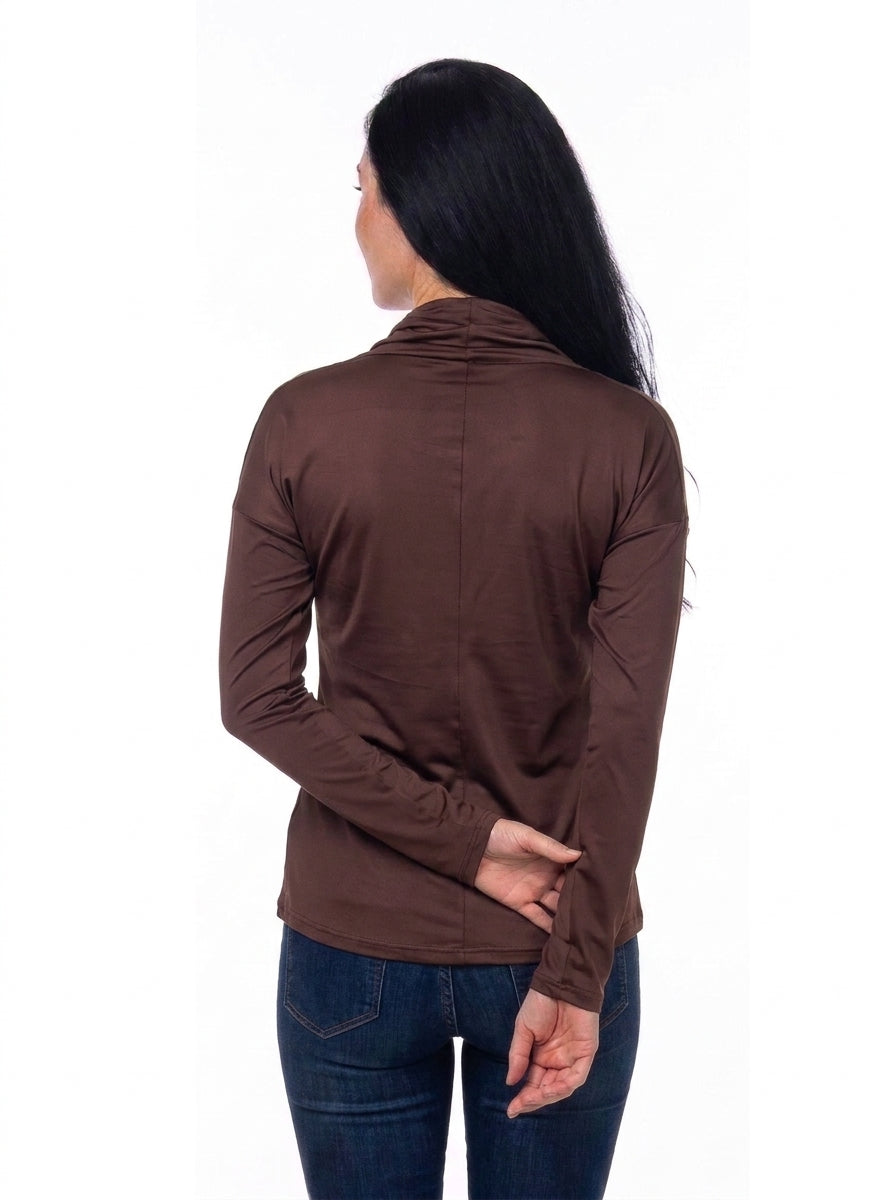 24seven Comfort Elevate Womens Cowl Neck Long Sleeve Top