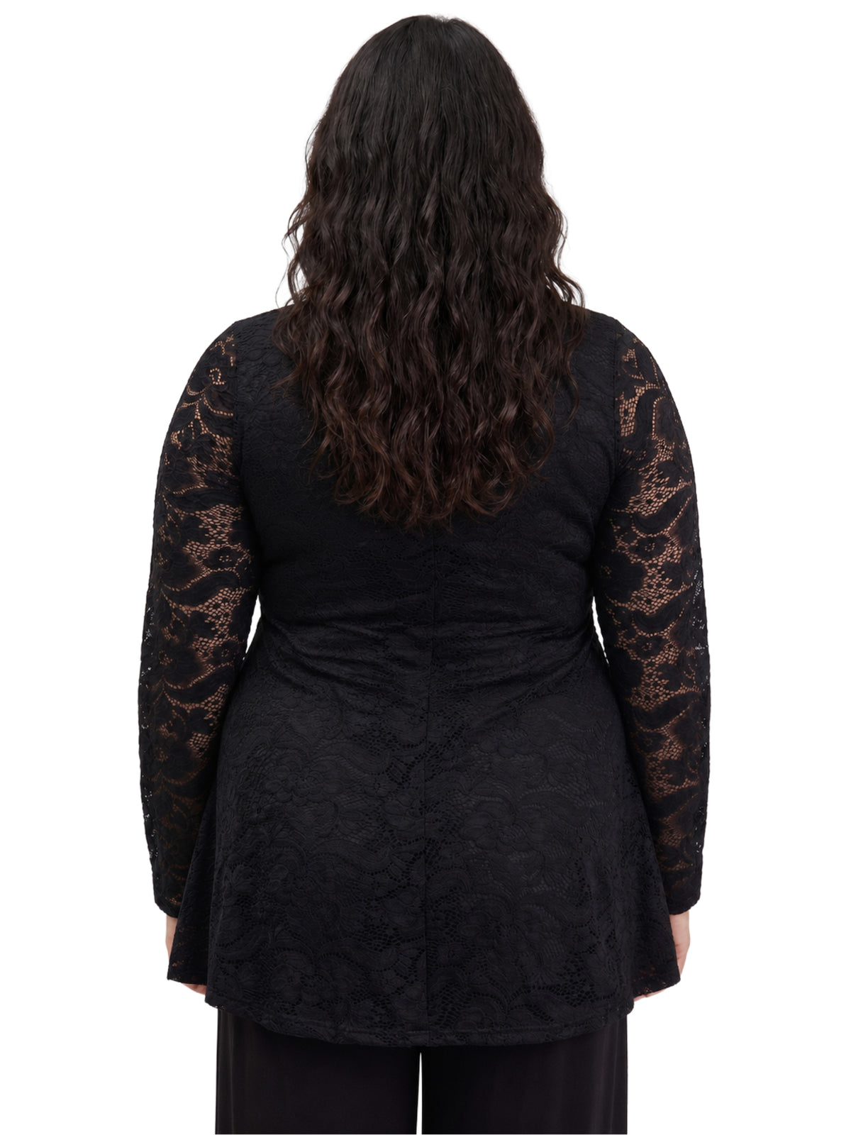24seven Comfort Elevate Curvy Lace Long Sleeve Scoop Neck Tunic Top