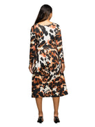 24seven Comfort Essential Maternity Animal Print Boat Neck Long Sleeve Midi Dress