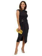 24seven Comfort Elevate Womens Cap Sleeve Twist Midi Dress