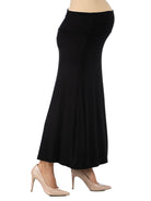 24seven Comfort Basic Maternity Elastic Waist Ankle Length A Line Maxi Skirt