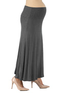 24seven Comfort Basic Maternity Elastic Waist Ankle Length A Line Maxi Skirt