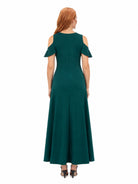 24seven Comfort Elevate Maternity Ruffle Cold Shoulder A Line Maxi Dress