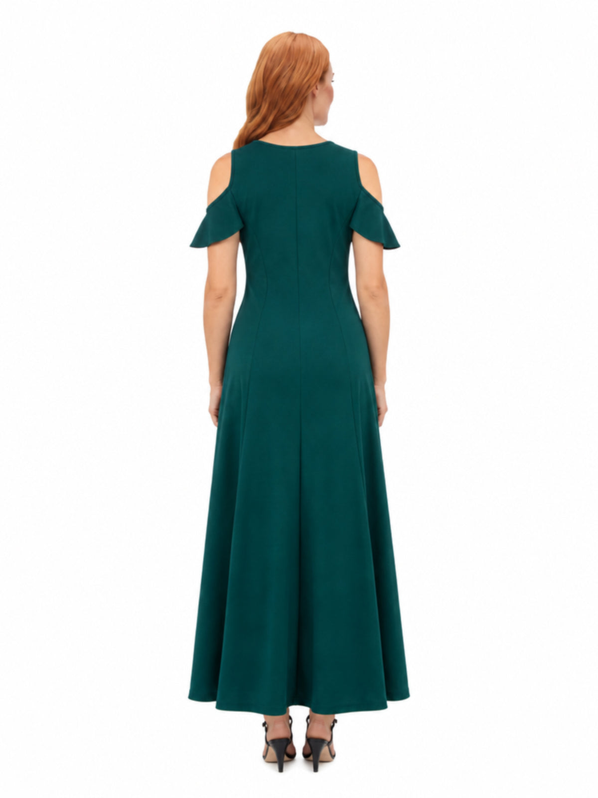 24seven Comfort Elevate Maternity Ruffle Cold Shoulder A Line Maxi Dress