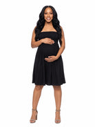 24seven Comfort Essential Maternity Strapless Pleated Empire Waist Knee Length Flared Mini Dress