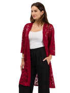 24seven Comfort Elevate Womens Lace Open Front Three-Quarter Sleeves Jacket