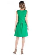 24seven Comfort Essential Maternity Scoop Neck Sleeveless Pleated Soft Flare Knee Length Pocket Dress