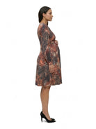 24seven Comfort Elevate Maternity Long Sleeve V Neck Empire Waist Knee Length Flare Dress