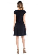 24seven Comfort Essential Maternity Scoop Neck Keyhole Detail Cap Sleeve Soft Flare Mini Dress