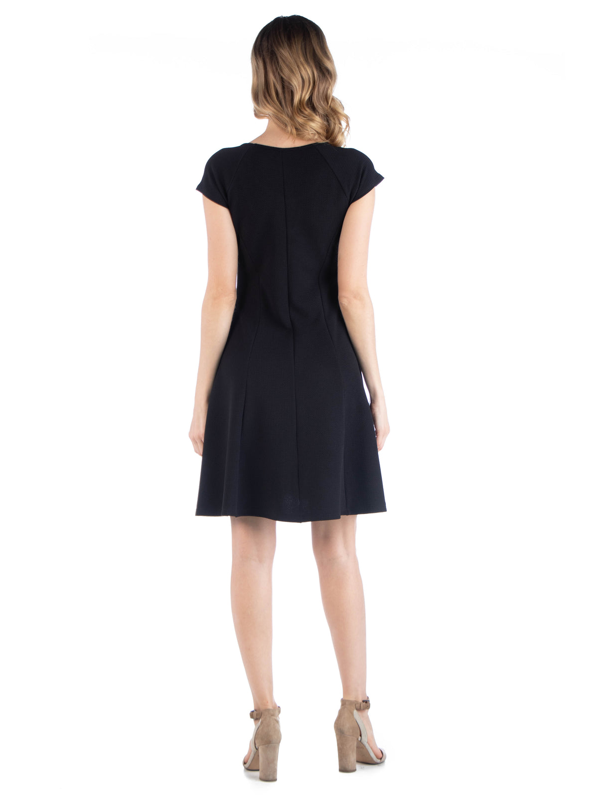 24seven Comfort Essential Maternity Scoop Neck Keyhole Detail Cap Sleeve Soft Flare Mini Dress