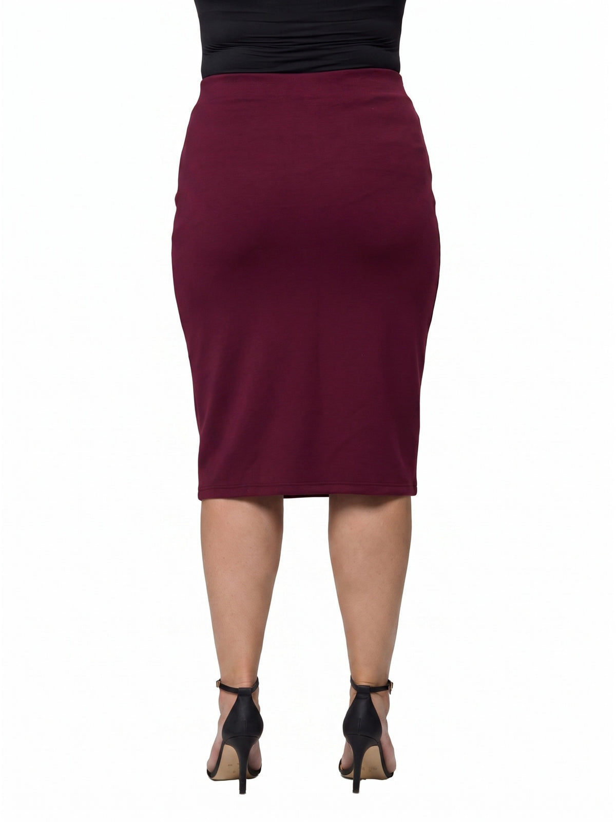 24seven Comfort Essential Curvy Soft Stretch Elastic Waist Midi Skirt