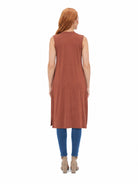 24seven Comfort Basic Maternity Sleeveless Open Front Side Slit Extra Long Jacket