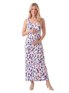 24seven Comfort Essential Maternity Abstract Scoop Neck Sleeveless Tank Racerback Maxi Dress