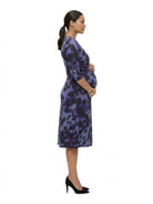 24seven Comfort Elevate Maternity V-Neck Animal Print Three-Quarter Sleeve Wrap Dress