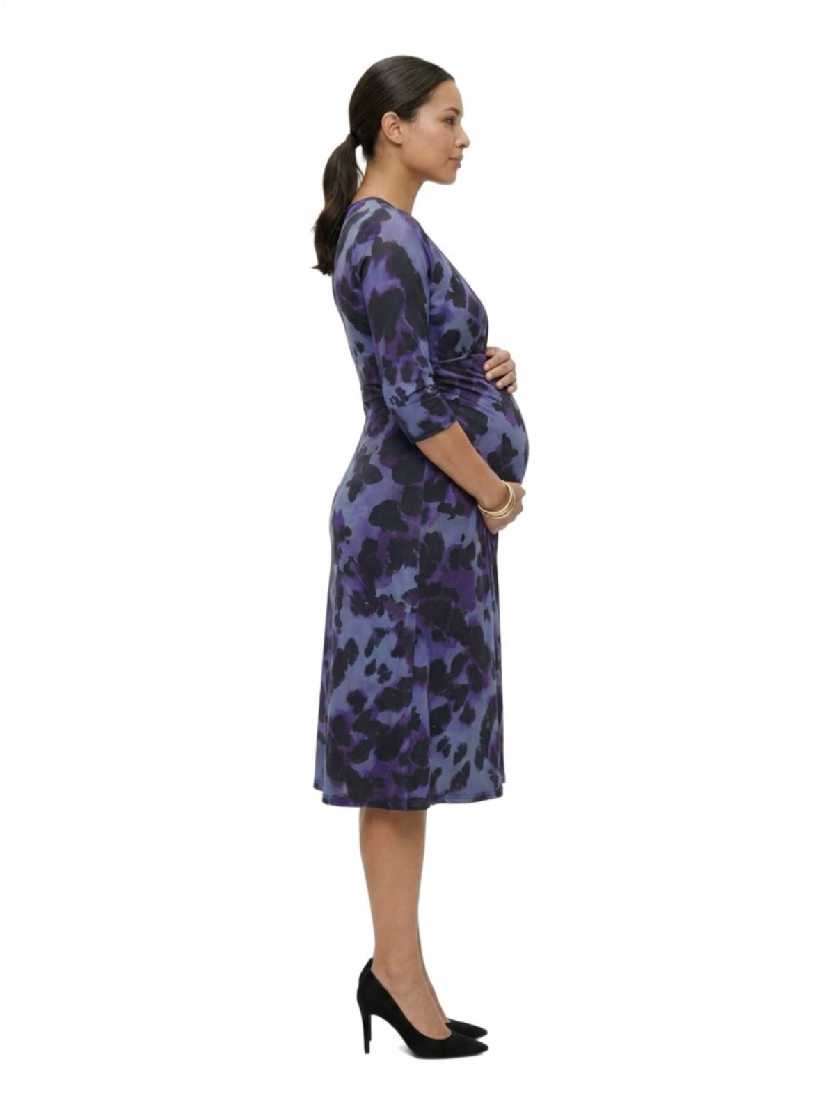 24seven Comfort Elevate Maternity V-Neck Animal Print Three-Quarter Sleeve Wrap Dress