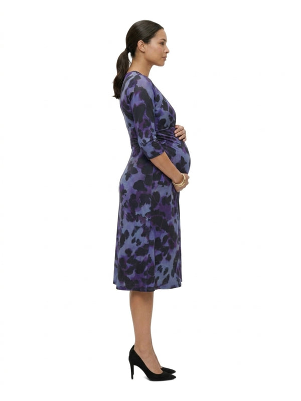 24seven Comfort Elevate Maternity V-Neck Animal Print Three-Quarter Sleeve Wrap Dress