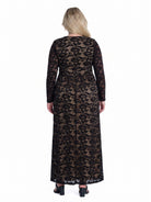 24seven Comfort Elevate Curvy Elegant V Neck Long Sleeve Floral Lace Dress