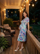 24seven Comfort Essential Maternity Mosaic V Neck Short Sleeve A Line Midi Dress