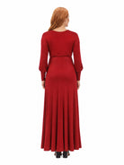 24seven Comfort Elevate Maternity V Neck Empire Waist Long Bishop Sleeve Maxi Dress