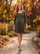 24seven Comfort Essential Maternity Three Quarter Sleeve A Line Knee Length Dress