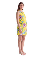 24seven Comfort Essential Maternity Yellow Floral Round Neck Sleeveless A Line Mini Shift Dress