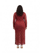 24seven Comfort Elevate Curvy Round Neck Long Sleeve Lace Maxi Dress