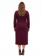 24seven Comfort Essential Curvy Long Sleeve Knot Front Midi Dress