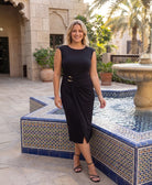 24seven Comfort Elevate Curvy Cap Sleeve Twist Midi Dress