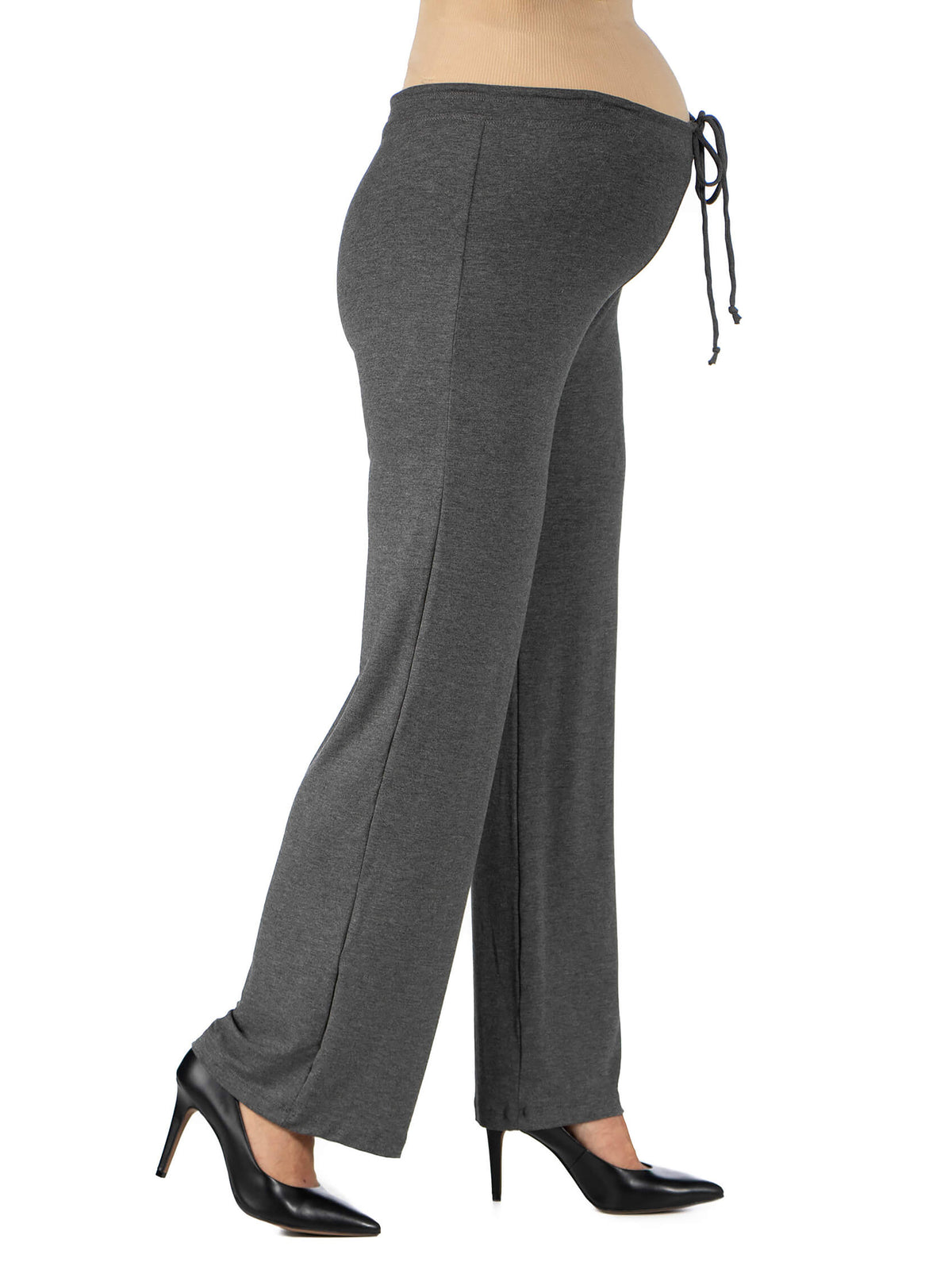 24seven Comfort Basic Maternity Elastic Waist Straight Leg Comfortable Fit Drawstring Lounge Pants